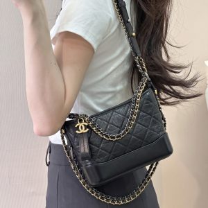 Small Gabrielle Hobo Black Aged Calfskin – Super Clone CrossBody Bag