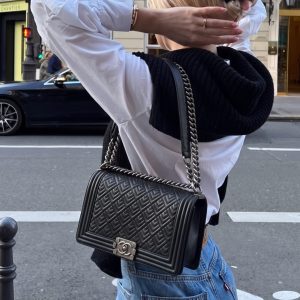 Ch@nel Black Quilted Lambskin Leather New Medium Boy Flap – High-End Quality Handbag