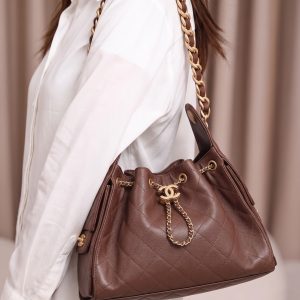 CH@NEL 25 Small Handbag Brown Grained Calfskin – 1:1 Mirror Quality CrossBody Bag
