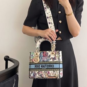 D!0r Medium Lady D-Lite Bag Latte D-Constellation Canvas – Mirror Quality HandBag