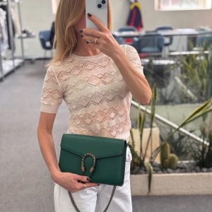 Gucc! Calfskin Mini Dionysus Chain Wallet Emerald – Mirror Quality Wallet