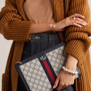Gucc! GG Supreme Monogram Web Ophidia Pouch – High-End Quality