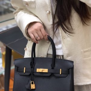 Herme$ Epsom Leather Birkin 30 Black | Superclone Handbags