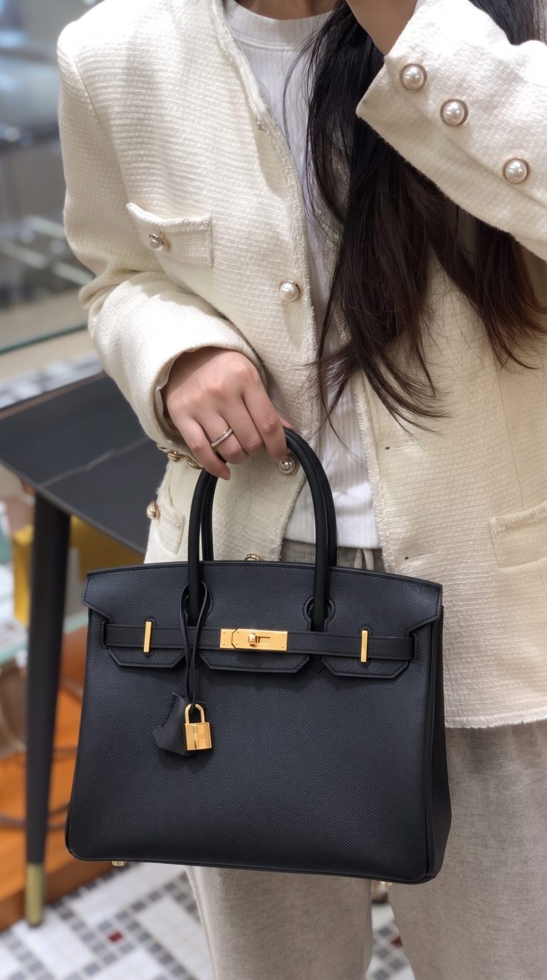 Herme$ Epsom Leather Birkin 30 Black | Superclone Handbags