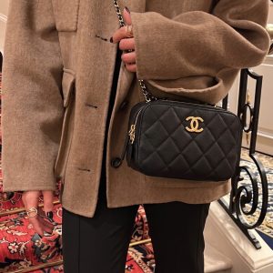 Ch@nel Mini Camera Case Black Caviar Leather-High-End Replica CrossBody Bag